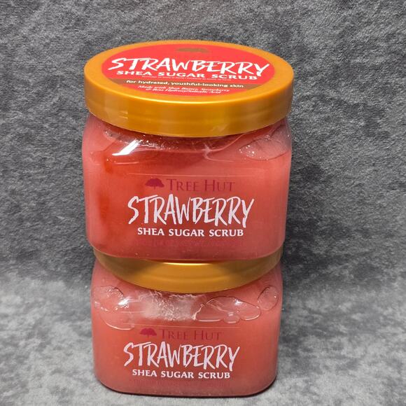 TREE HUT Strawberry Shea Sugar Scrub 18 oz | Exfoliating Body Care Set of 2 - Picture 1 of 4